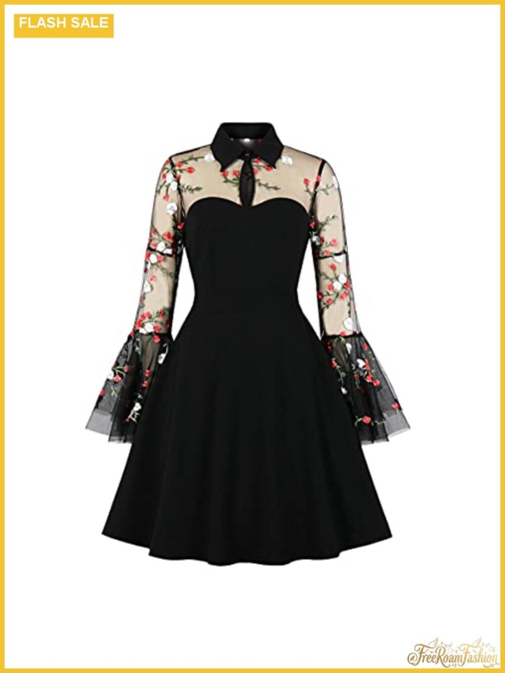 Vintage 1950s Polka Dot A-Line Swing Dress with Peter Pan Collar